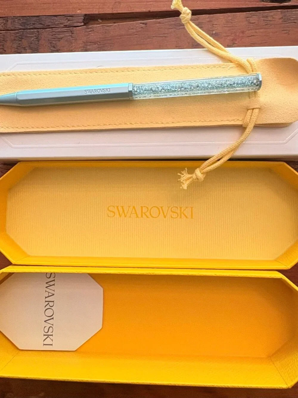 SWAROVSKI CRYSTAL CRYSTALLINE BLUE BP PEN NWT IN ORIGINAL BOX, SUEDE POUCH - Picture 1 of 6